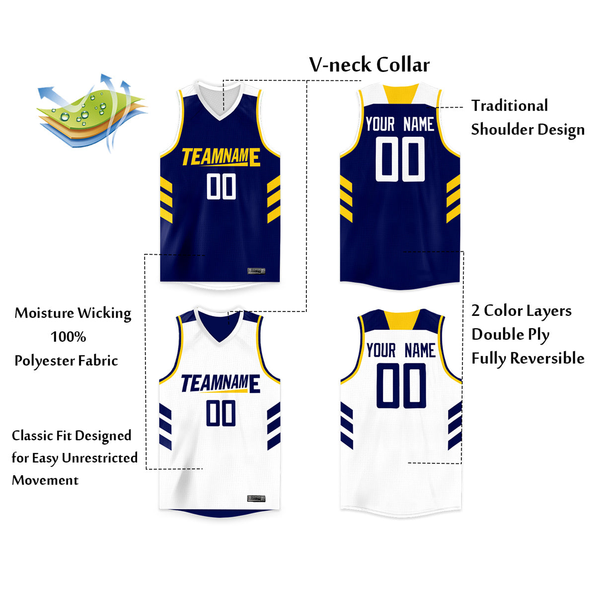 Custom Basketball Jersey Reversible Athletic Team Uniform for Men/Youth