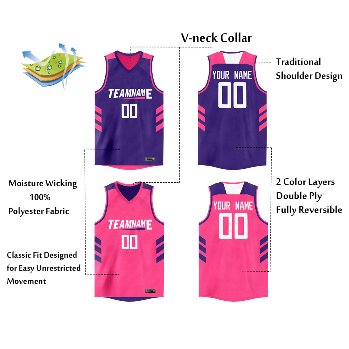 Custom Basketball Jersey Reversible Athletic Team Uniform for Men/Youth