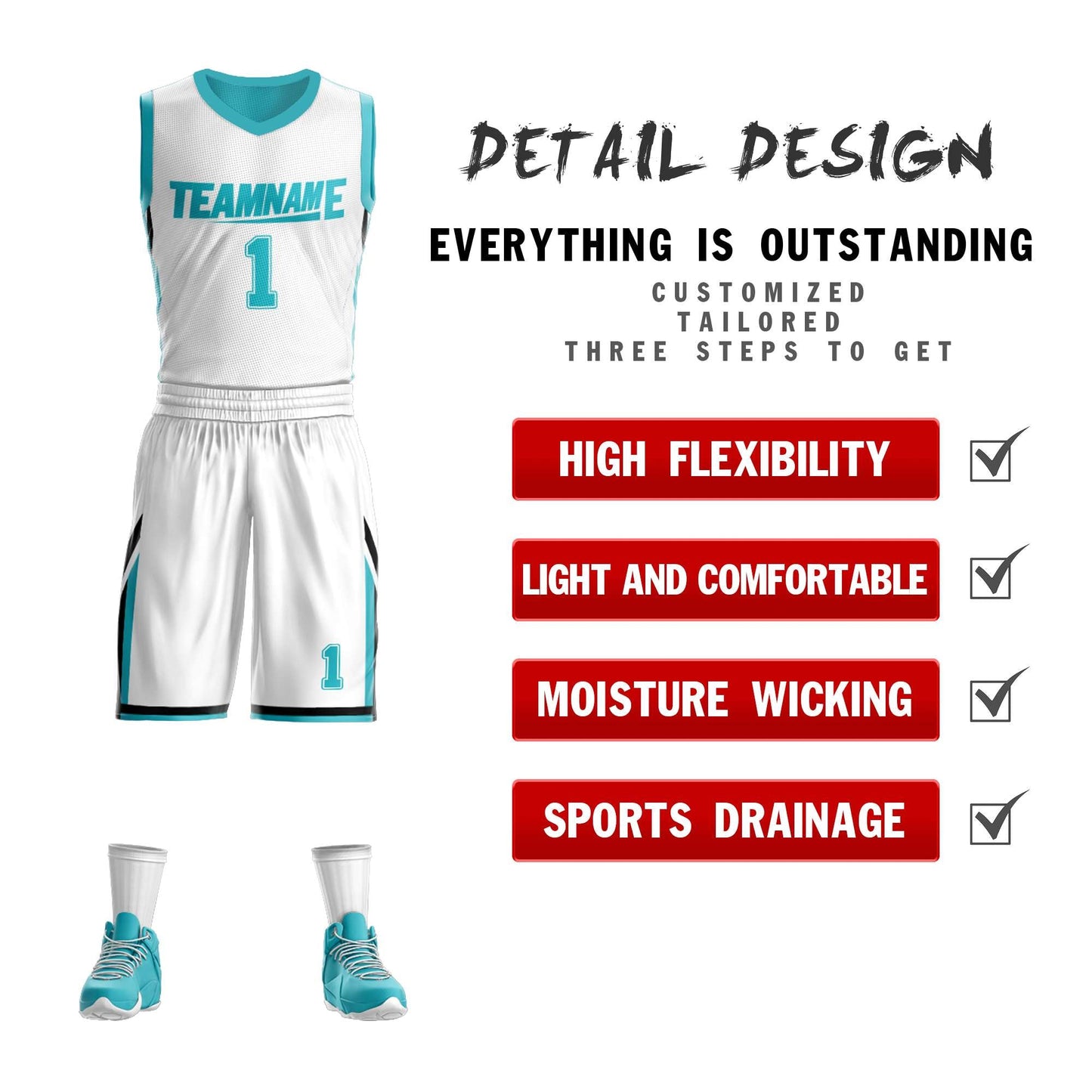 Custom Basketball Jersey Sport Sets Reversible Team Uniforms for Adults/Youth