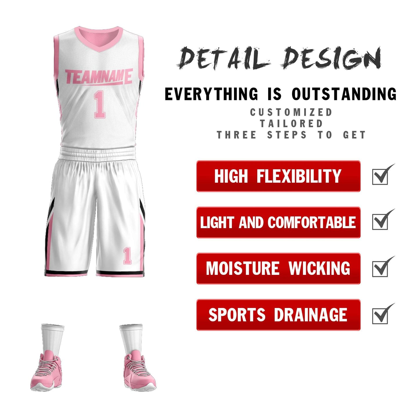 Custom Basketball Jersey Sport Sets Reversible Team Uniforms for Adults/Youth