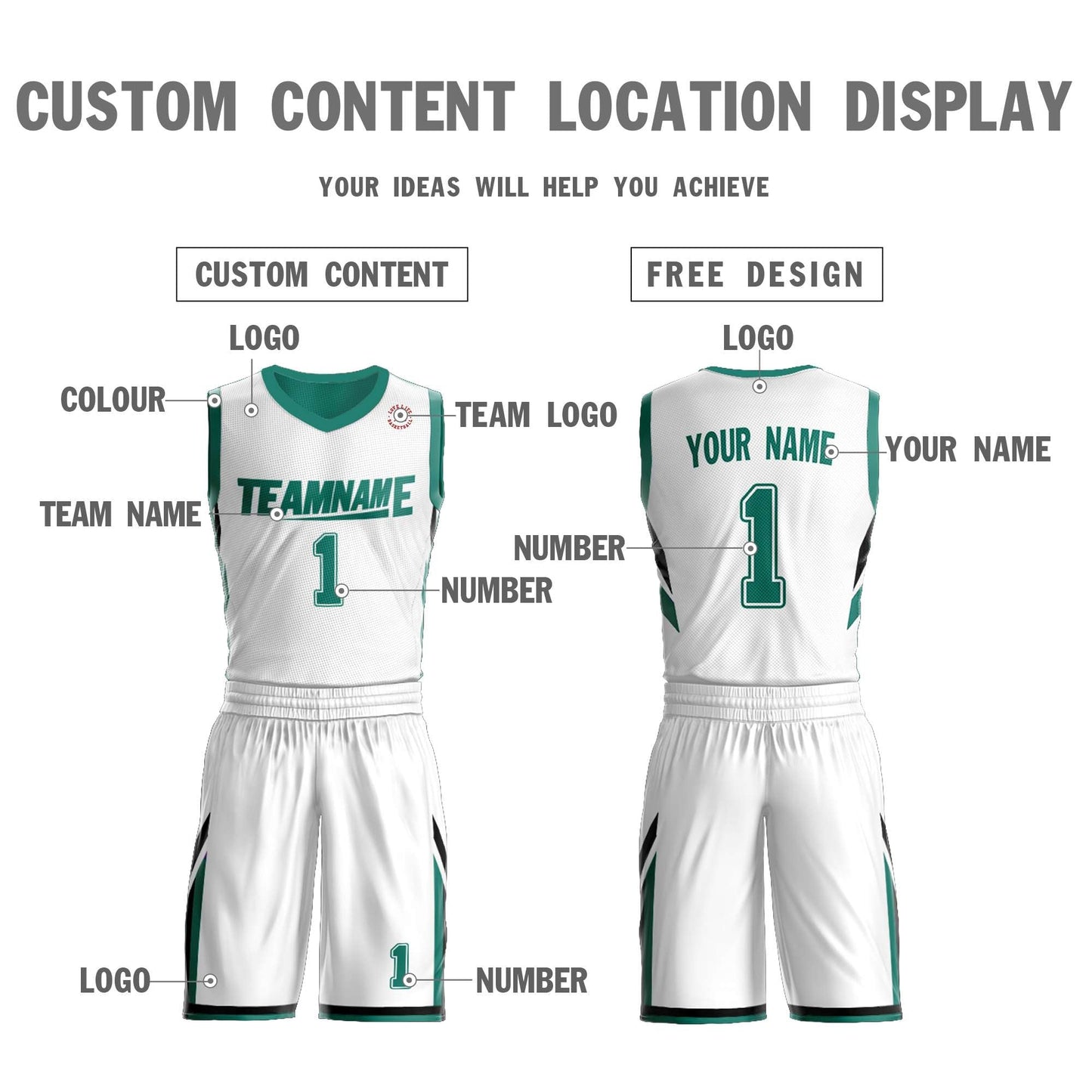 Custom Basketball Jersey Sport Sets Reversible Team Uniforms for Adults/Youth