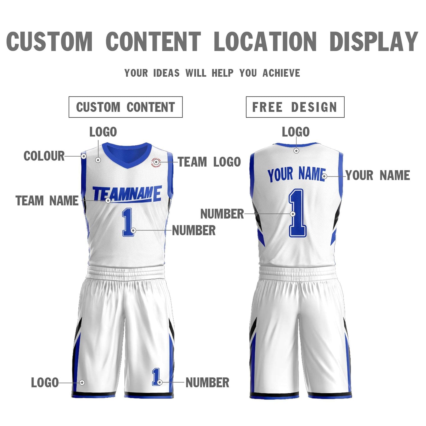 Custom Basketball Jersey Sport Sets Reversible Team Uniforms for Adults/Youth