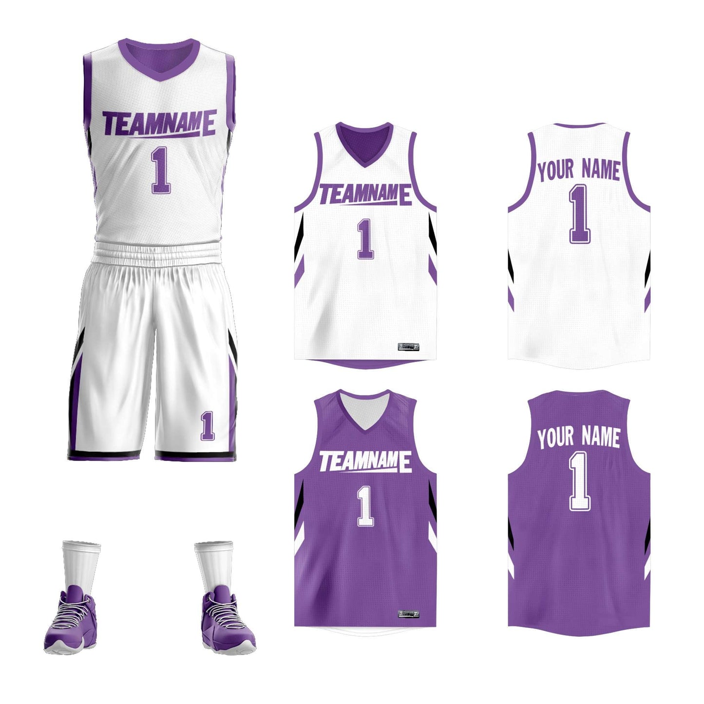 Custom Basketball Jersey Sport Sets Reversible Team Uniforms for Adults/Youth