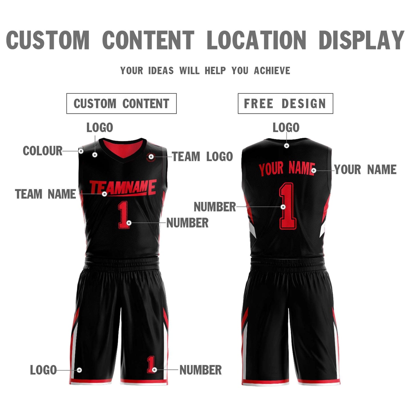 Custom Basketball Jersey Team Sportwear Uniforms Reversible Shirts for Adults/Youth