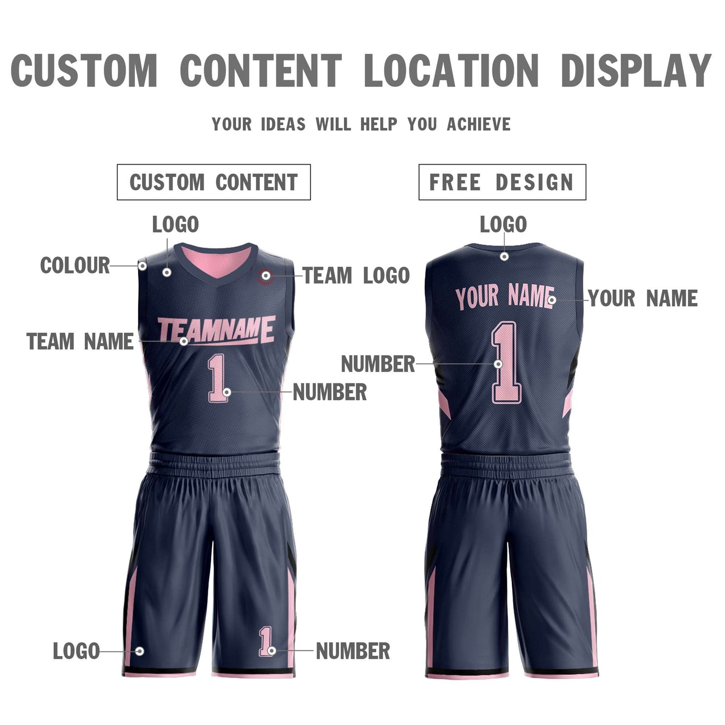 Custom Basketball Jersey Team Sportwear Uniforms Reversible Shirts for Adults/Youth