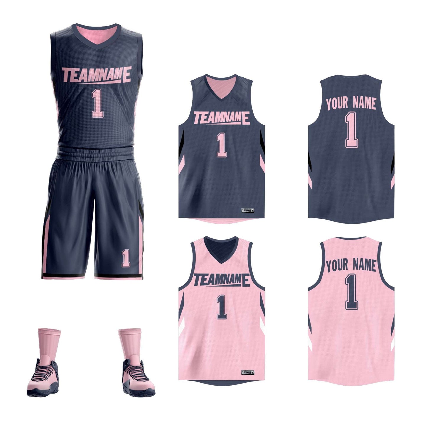 Custom Basketball Jersey Team Sportwear Uniforms Reversible Shirts for Adults/Youth