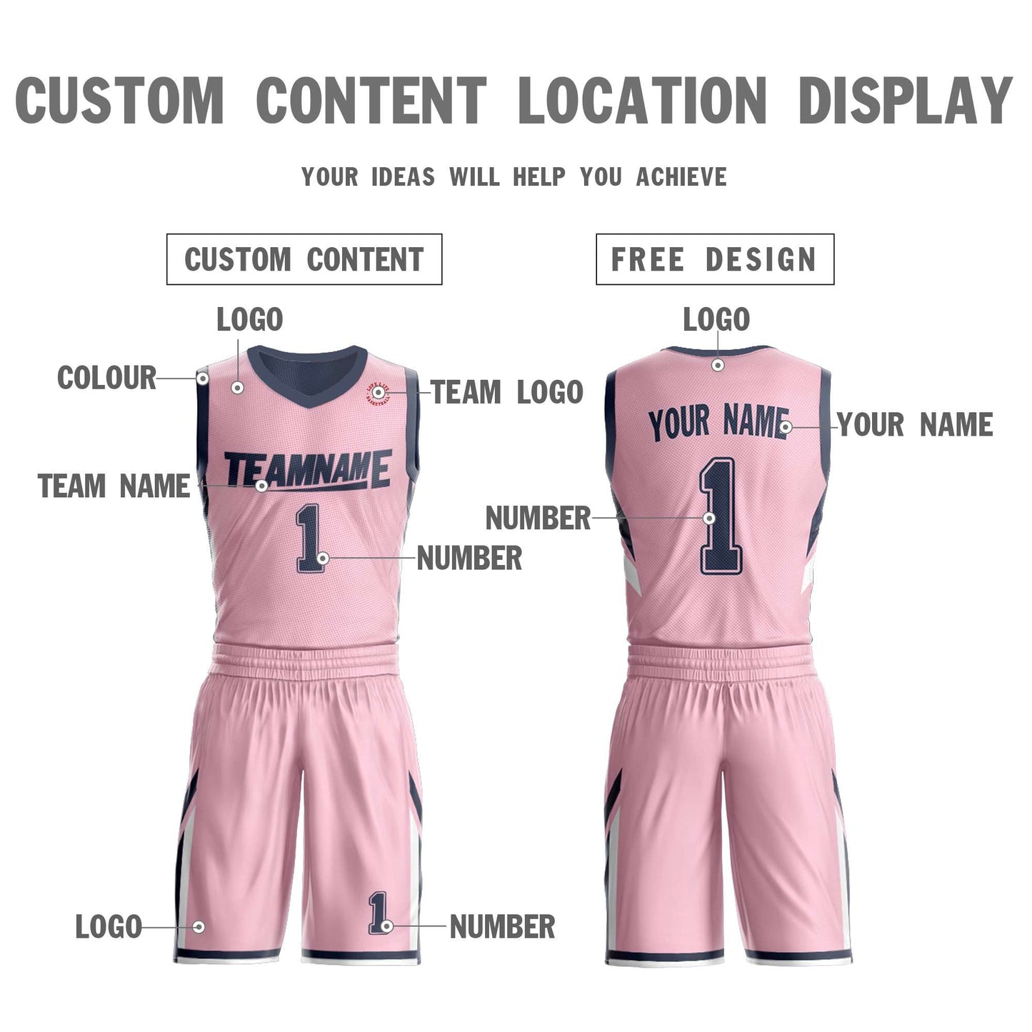 Custom Basketball Jersey Team Sportwear Uniforms Reversible Shirts for Adults/Youth