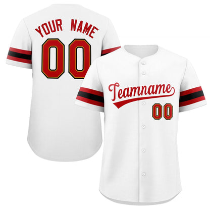 Custom White Red Classic Style Authentic Baseball Jersey