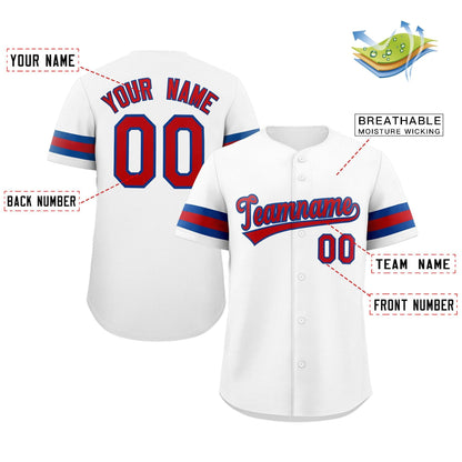 Custom White Red-Royal Classic Style Authentic Baseball Jersey