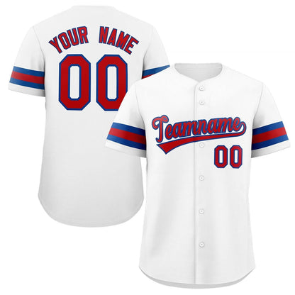 Custom White Red-Royal Classic Style Authentic Baseball Jersey