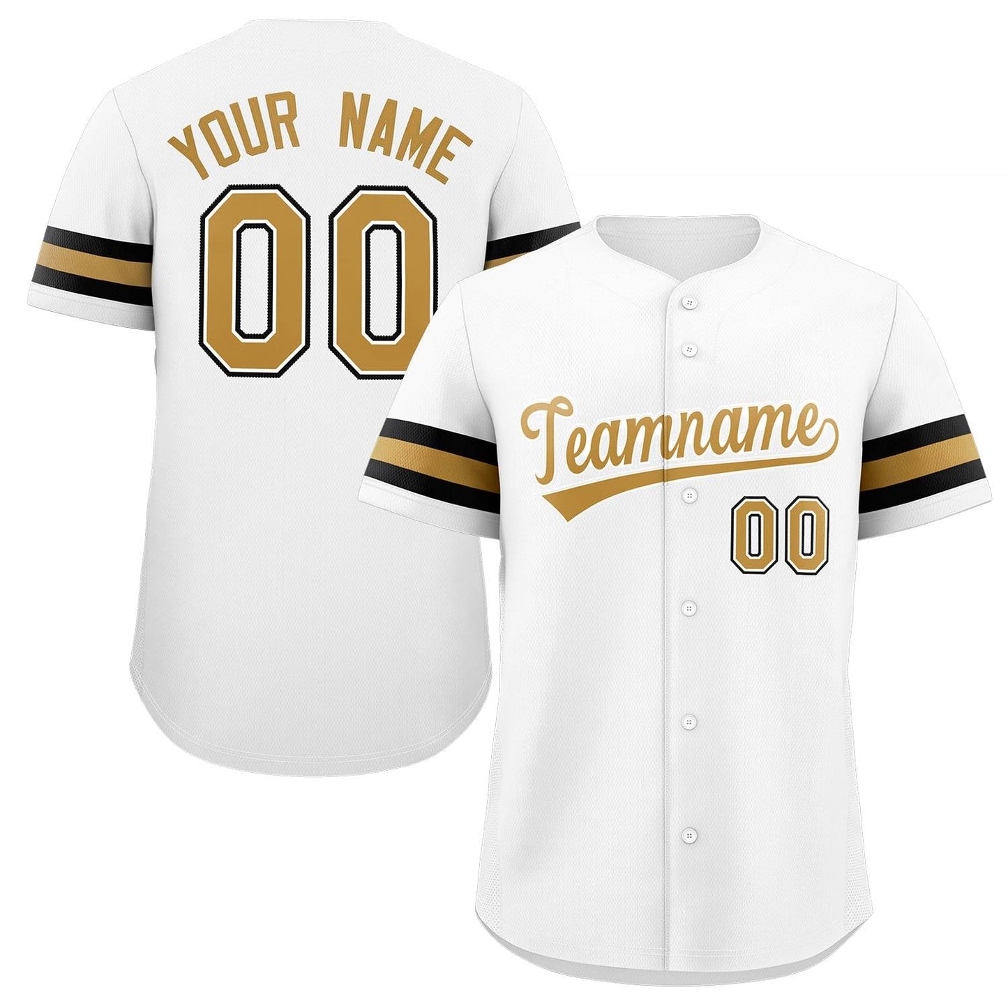 Custom White Gold-White Classic Style Authentic Baseball Jersey