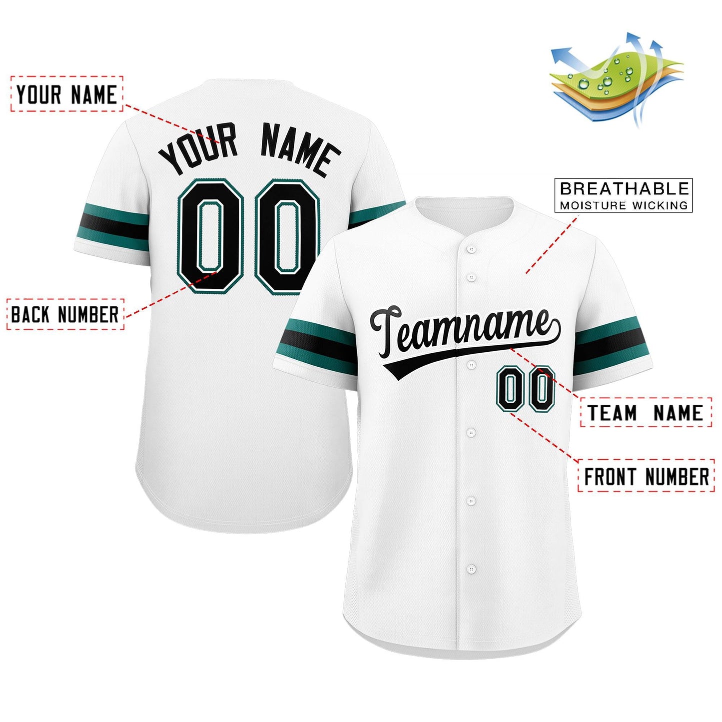 Custom White Black-Green Classic Style Authentic Baseball Jersey