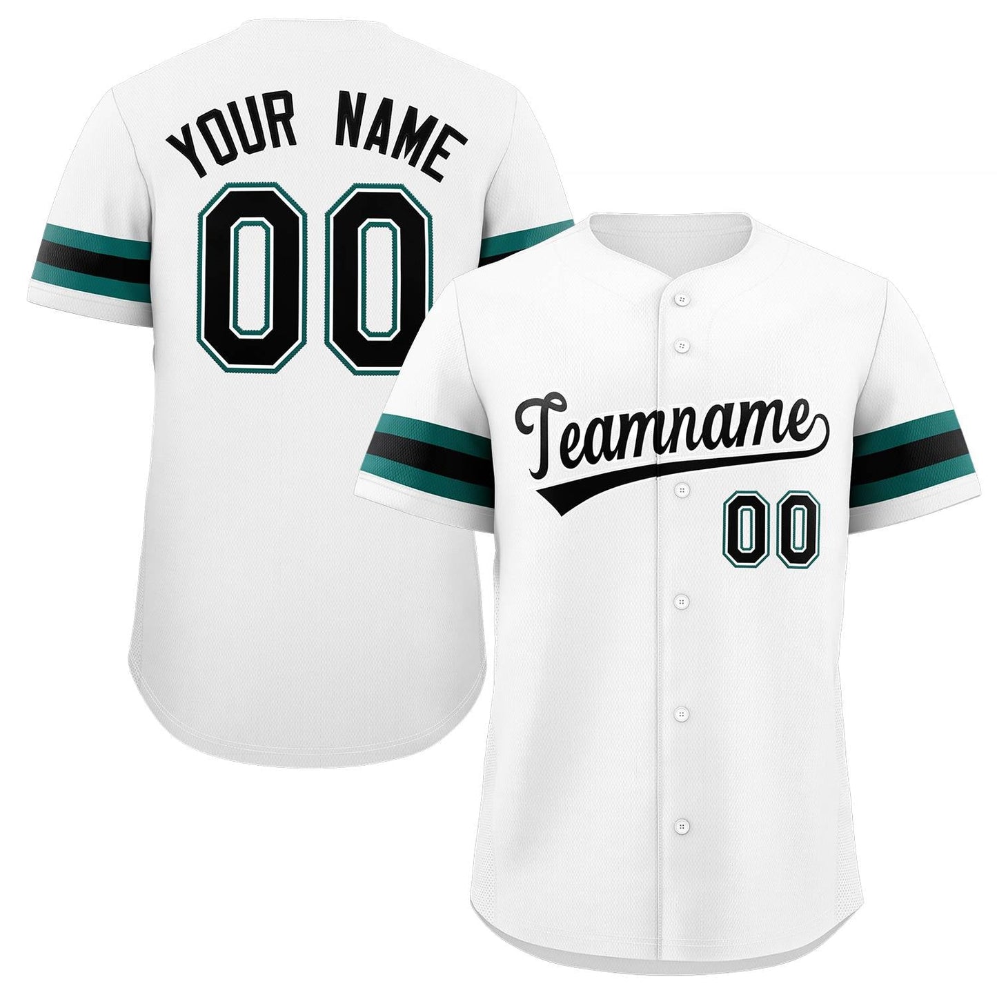 Custom White Black-Green Classic Style Authentic Baseball Jersey