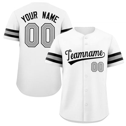 Custom White Gray-Black Classic Style Authentic Baseball Jersey