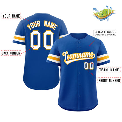 Custom Royal White-Yellow Classic Style Authentic Baseball Jersey