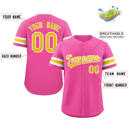 Custom Pink Yellow-White Classic Style Authentic Baseball Jersey