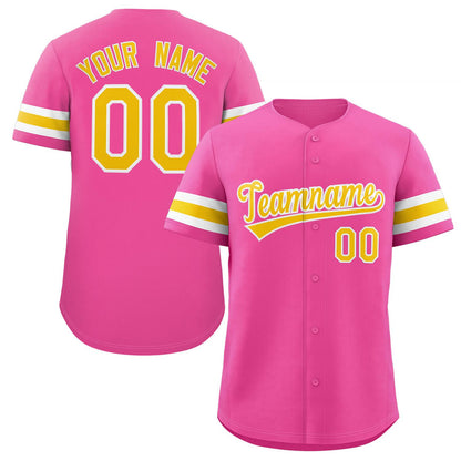 Custom Pink Yellow-White Classic Style Authentic Baseball Jersey