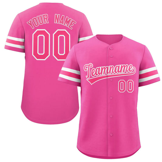 Custom Pink White Classic Style Authentic Baseball Jersey