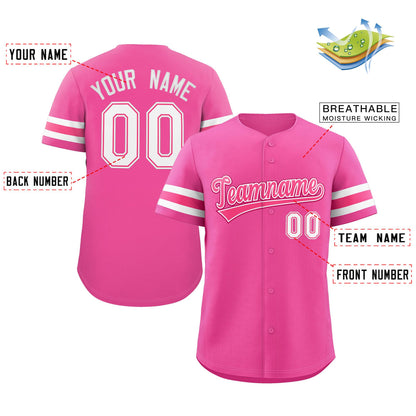 Custom Pink White Classic Style Authentic Baseball Jersey