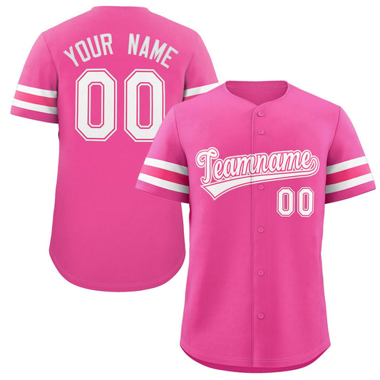 Custom Pink White Classic Style Authentic Baseball Jersey