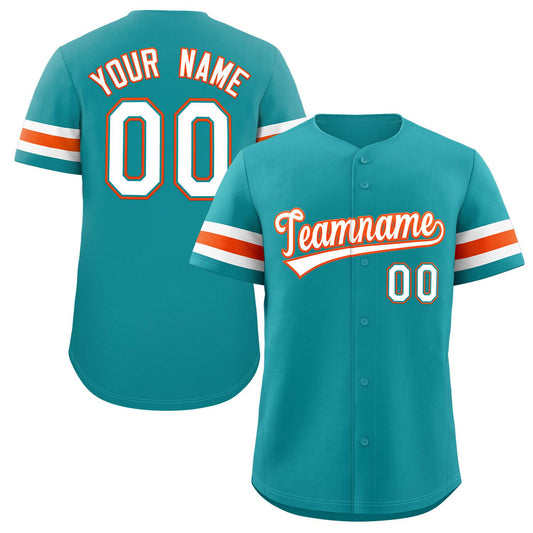 Custom Teal White-Orange Classic Style Authentic Baseball Jersey