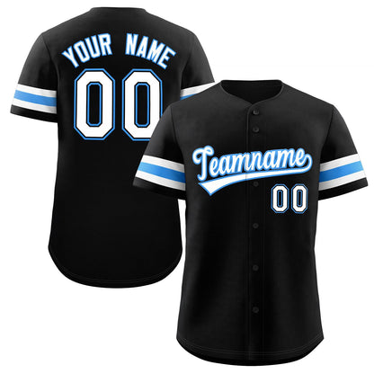 Custom Black White-Powder Blue Classic Style Authentic Baseball Jersey