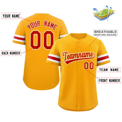 Custom Yellow Red-White Classic Style Authentic Baseball Jersey