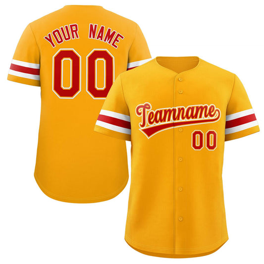 Custom Yellow Red-White Classic Style Authentic Baseball Jersey