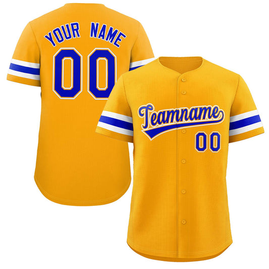 Custom Yellow Royal-White Classic Style Authentic Baseball Jersey