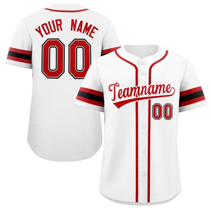 Custom White Red-White Classic Style Authentic Baseball Jersey