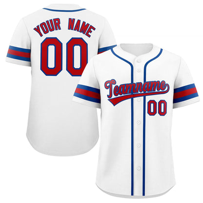 Custom White Red-Royal Classic Style Authentic Baseball Jersey