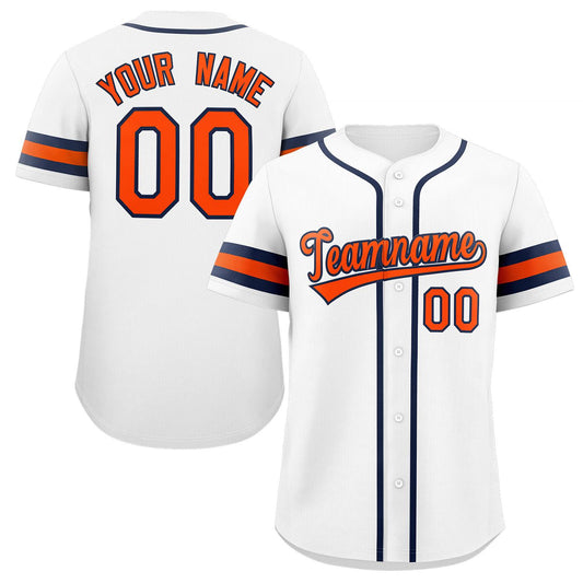 Custom White Orange-Navy Classic Style Authentic Baseball Jersey