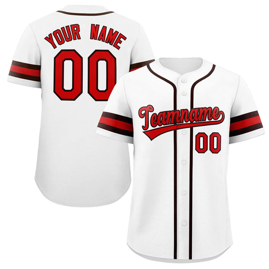 Custom White Red-Brown Classic Style Authentic Baseball Jersey