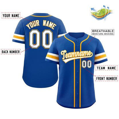 Custom Royal White-Yellow Classic Style Authentic Baseball Jersey