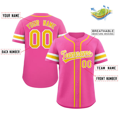 Custom Pink Yellow-White Classic Style Authentic Baseball Jersey