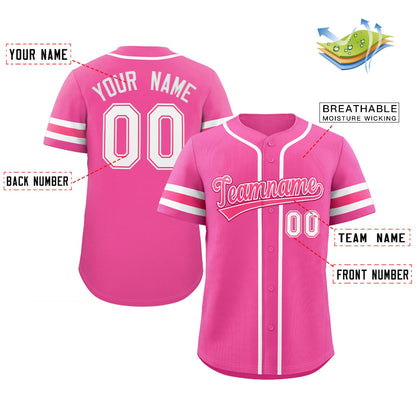 Custom Pink White Classic Style Authentic Baseball Jersey