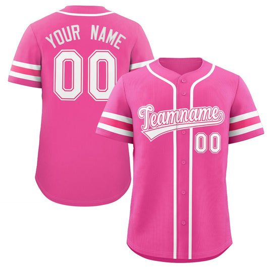 Custom Pink White Classic Style Authentic Baseball Jersey