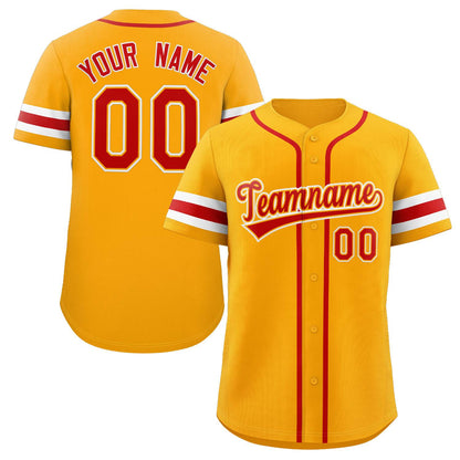 Custom Yellow Red-White Classic Style Authentic Baseball Jersey