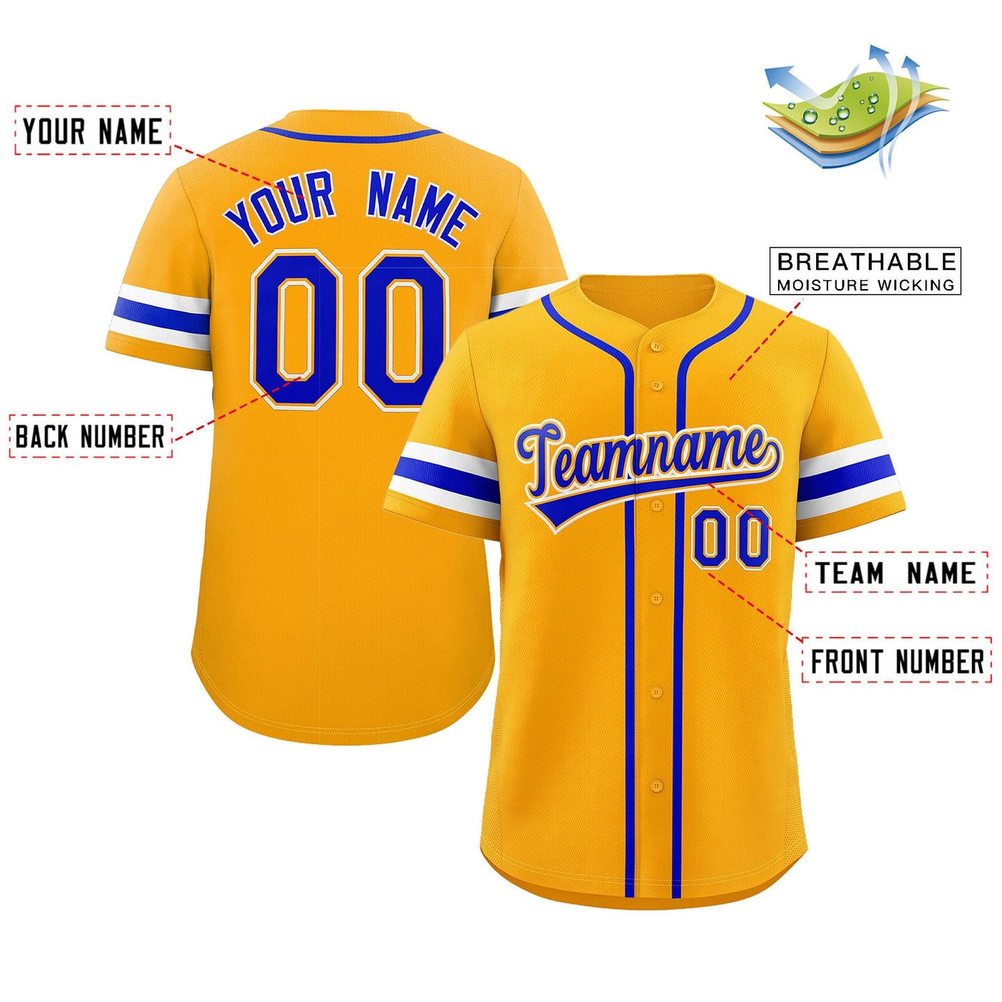 Custom Yellow Royal-White Classic Style Authentic Baseball Jersey