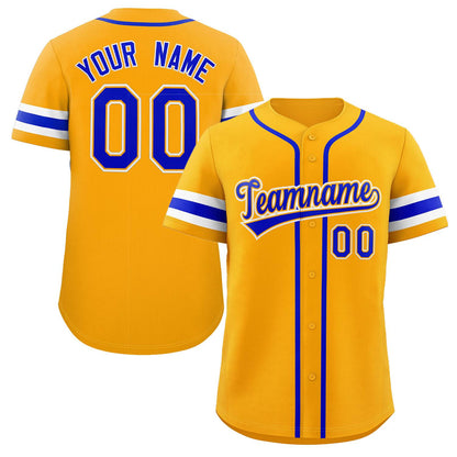 Custom Yellow Royal-White Classic Style Authentic Baseball Jersey