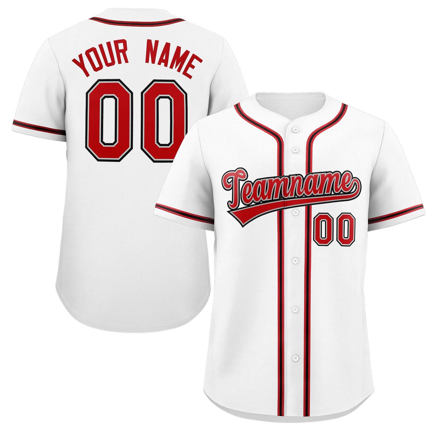 Custom White Red-White Classic Style Authentic Baseball Jersey