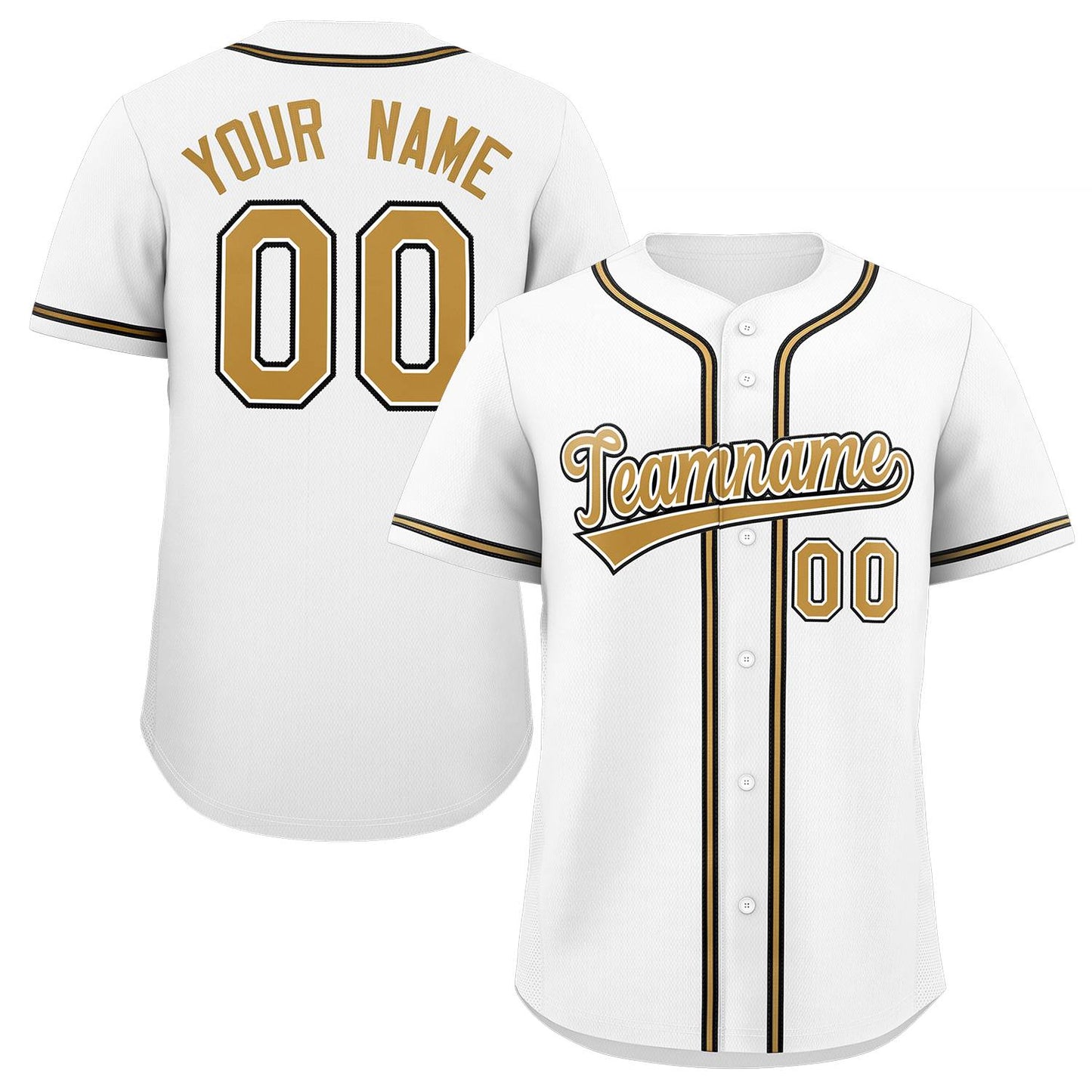 Custom White Gold-White Classic Style Authentic Baseball Jersey