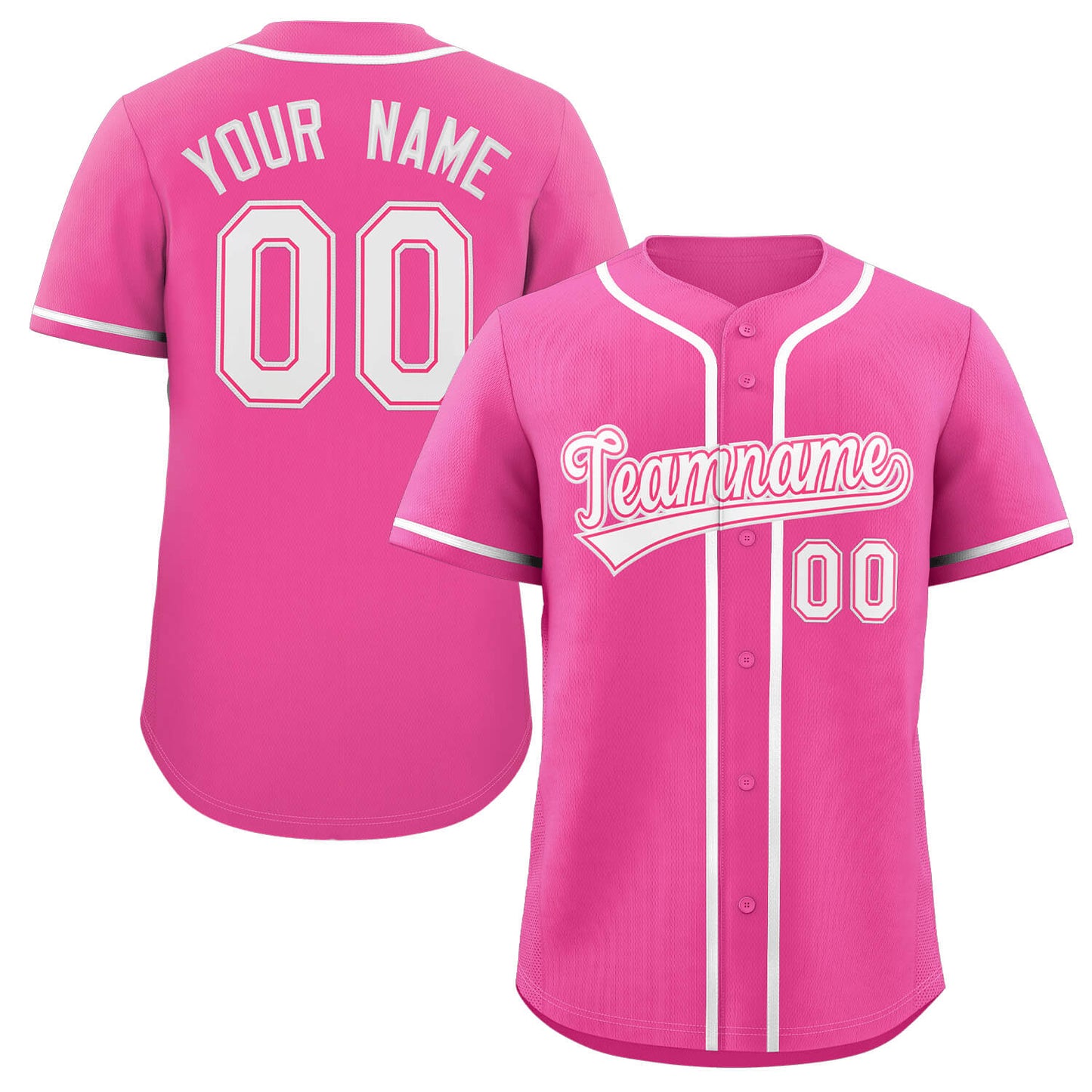 Custom Pink White Classic Style Authentic Baseball Jersey