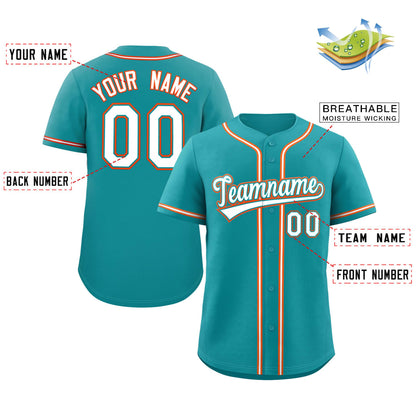 Custom Teal White-Orange Classic Style Authentic Baseball Jersey