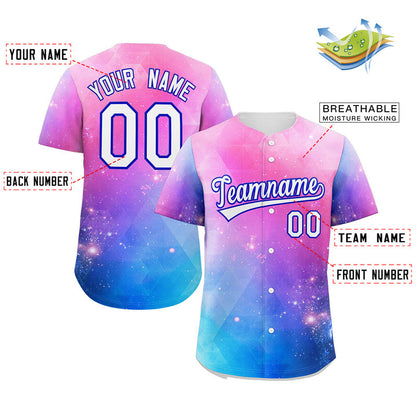 Custom Royal Pink White-Royal Graffiti Pattern Authentic Baseball Jersey