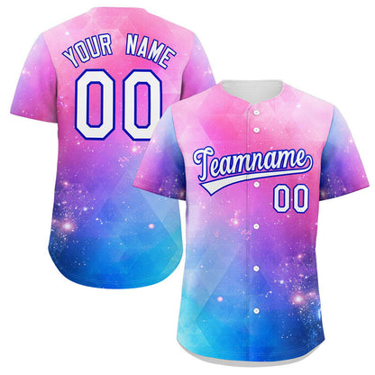 Custom Royal Pink White-Royal Graffiti Pattern Authentic Baseball Jersey