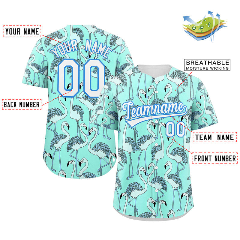 Custom Aqua White-Powder Blue Graffiti Pattern Authentic Baseball Jersey