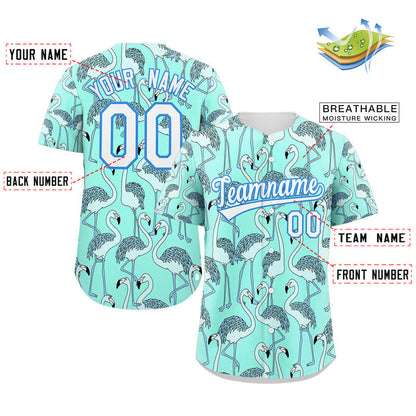 Custom Aqua White-Powder Blue Graffiti Pattern Authentic Baseball Jersey