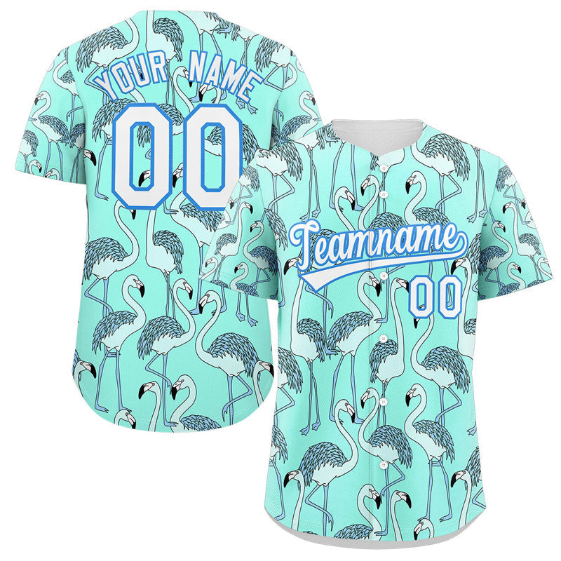 Custom Aqua White-Powder Blue Graffiti Pattern Authentic Baseball Jersey