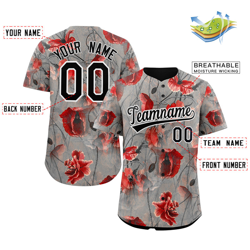 Custom Gray Black-White Graffiti Pattern Authentic Baseball Jersey